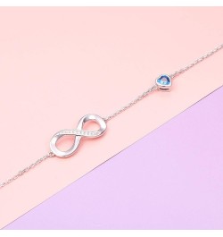 Anklet for Women S925 Sterling Silver Adjustable Foot Heart Infinity Ankle Bracelet Anklets Blue $8.09 Anklets