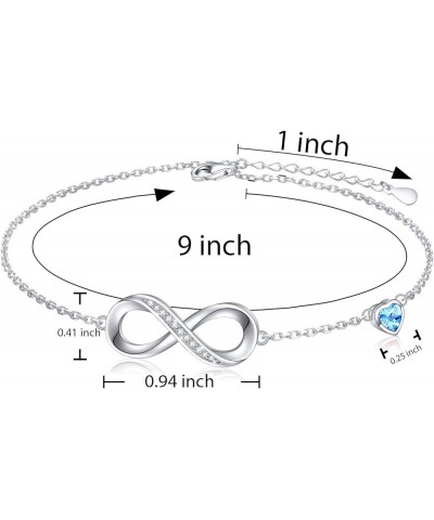 Anklet for Women S925 Sterling Silver Adjustable Foot Heart Infinity Ankle Bracelet Anklets Blue $8.09 Anklets