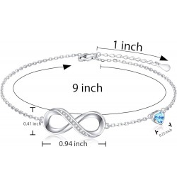 Anklet for Women S925 Sterling Silver Adjustable Foot Heart Infinity Ankle Bracelet Anklets Blue $8.09 Anklets