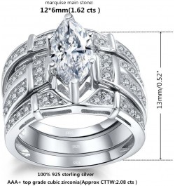 Trio Sterling Silver Cubic Zirconia CZ Marquise Wedding Ring Set Anniversary for Women $26.99 Sets