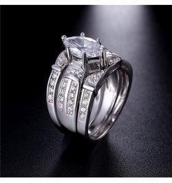 Trio Sterling Silver Cubic Zirconia CZ Marquise Wedding Ring Set Anniversary for Women $26.99 Sets