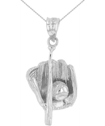 Fine 925 Sterling Silver Baseball, Bat and Glove Sports Pendant Necklace 16.0 Inches $15.29 Necklaces