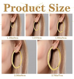 5 Pairs Large Crystal Hoop Earrings Set Big Shiny 3-7 cm Round Party Earrings Lightweight Rhinestone Hoop Earrings for Women ...