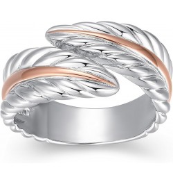 Sterling Silver Two Tone Feather Bypass Ring, Size 7 $25.64 Rings