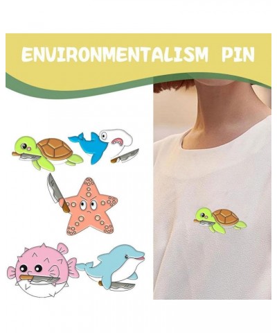 1/5/7pcs Save The Ocean Environmentalist Brooches & Pins, Cute Marine Protection Brooch, Protect The Earth Cartoon Brooch Pin...