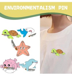 1/5/7pcs Save The Ocean Environmentalist Brooches & Pins, Cute Marine Protection Brooch, Protect The Earth Cartoon Brooch Pin...