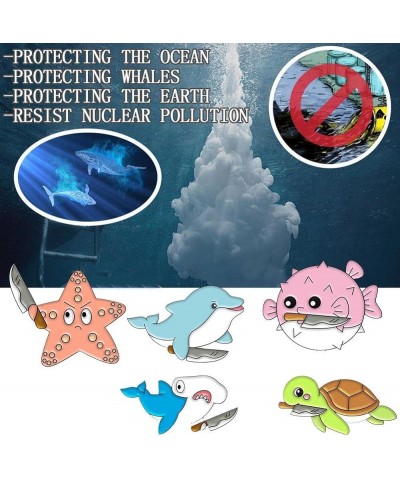 1/5/7pcs Save The Ocean Environmentalist Brooches & Pins, Cute Marine Protection Brooch, Protect The Earth Cartoon Brooch Pin...