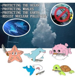 1/5/7pcs Save The Ocean Environmentalist Brooches & Pins, Cute Marine Protection Brooch, Protect The Earth Cartoon Brooch Pin...