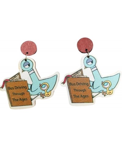 Funny Wooden Teacher Student Earrings Cartoon Duck Back To School Teacher's Day Drop Earrings for Teachers, Educators, Librar...