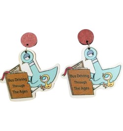 Funny Wooden Teacher Student Earrings Cartoon Duck Back To School Teacher's Day Drop Earrings for Teachers, Educators, Librar...