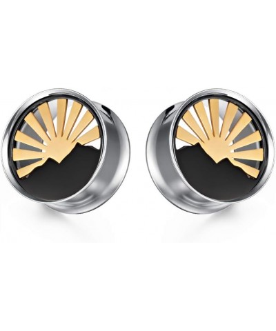 2PCS Sunrise Style Multi Element Plugs and Tunnels for Ears Stainless Steel Ear Gauges Piercing Hangers Expander Stretchers 0...