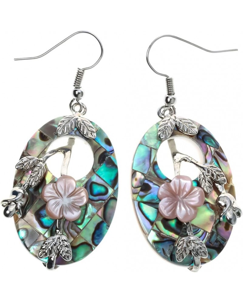 Women's Abalone Shell Flower Dangle Earrings - 2 Inch - Ultra Light Oval $11.19 Earrings