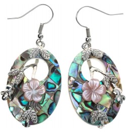 Women's Abalone Shell Flower Dangle Earrings - 2 Inch - Ultra Light Oval $11.19 Earrings