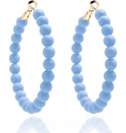 Beaded Hoop Earrings Bohemian Circle Round Bead Earrings Chic Dangle Earrings for Women and Girls Light Blue $13.20 Earrings