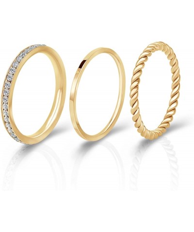 Gold Plated Rings Stackable Rings for Women Layering Band Twisted Rope Rings Comfort Fit Size 5 to 10 plated-yellow $9.87 Rings