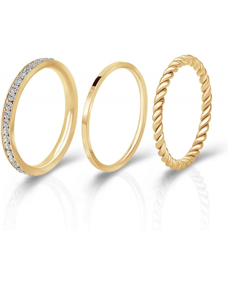 Gold Plated Rings Stackable Rings for Women Layering Band Twisted Rope Rings Comfort Fit Size 5 to 10 plated-yellow $9.87 Rings