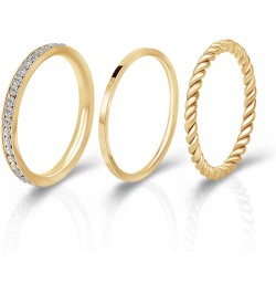 Gold Plated Rings Stackable Rings for Women Layering Band Twisted Rope Rings Comfort Fit Size 5 to 10 plated-yellow $9.87 Rings