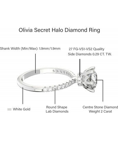 1 Carat - 5 Carat | IGI Certified Lab Grown Diamond Ring | 14K Or 18K in White, Yellow Or Rose Gold | Olivia Secret Halo Lab ...