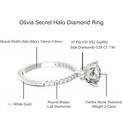 1 Carat - 5 Carat | IGI Certified Lab Grown Diamond Ring | 14K Or 18K in White, Yellow Or Rose Gold | Olivia Secret Halo Lab ...