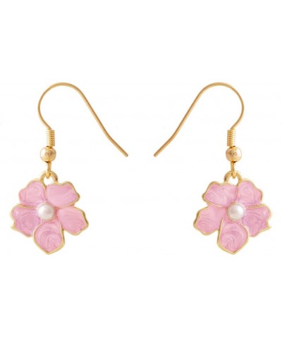 Tiny Myosotis Forget Me Not Flower Charm Dangle Earrings Wedding Gift 3 Tone (Purple Gold) gold Pink $7.94 Earrings