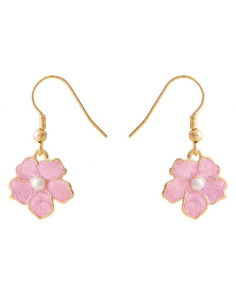 Tiny Myosotis Forget Me Not Flower Charm Dangle Earrings Wedding Gift 3 Tone (Purple Gold) gold Pink $7.94 Earrings