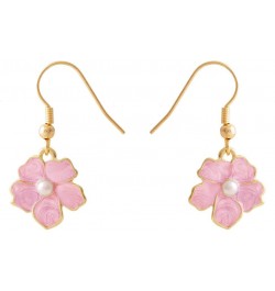 Tiny Myosotis Forget Me Not Flower Charm Dangle Earrings Wedding Gift 3 Tone (Purple Gold) gold Pink $7.94 Earrings