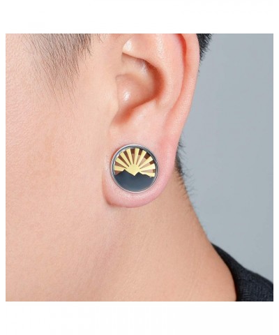 2PCS Sunrise Style Multi Element Plugs and Tunnels for Ears Stainless Steel Ear Gauges Piercing Hangers Expander Stretchers 0...