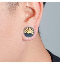 2PCS Sunrise Style Multi Element Plugs and Tunnels for Ears Stainless Steel Ear Gauges Piercing Hangers Expander Stretchers 0...