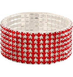 Rhinestone Crystal Stretch Bracelet Sparkle Wedding Bridal Red 7 Rows $7.65 Bracelets