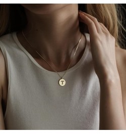 Initial Necklaces for Women Dainty Gold Letter Necklace 14K Gold Plated Disc Initial Name Pendant Necklaces for Women Trendy ...