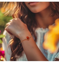 Natural Carnelian Heart Adjustable Bracelet, My Soul Sister Friendship Best Friend Birthday Gifts for Sister from Sister, Sil...