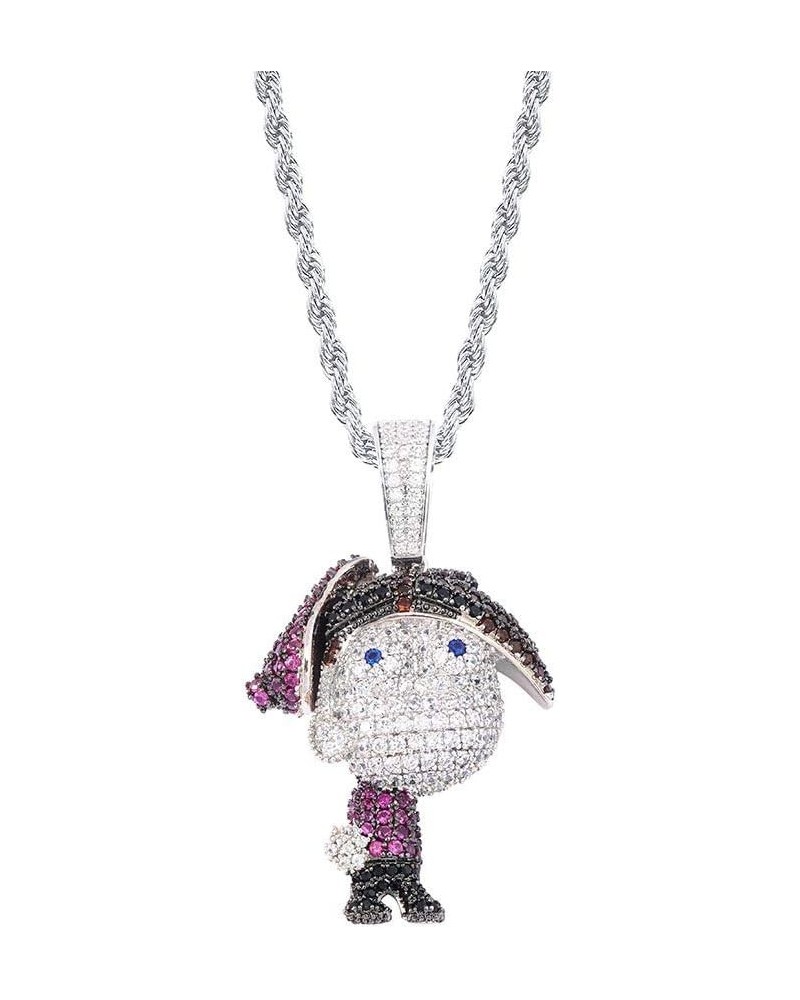 Moca Jewelry Iced Out Cartoon Pendant Necklace 18K Gold Plated Bling CZ Simulated Diamond Hip Hop Rapper Chain Necklace for M...