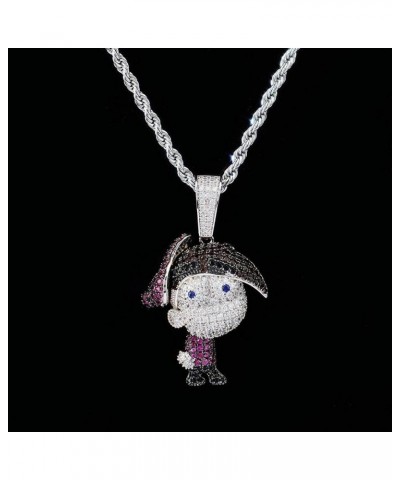 Moca Jewelry Iced Out Cartoon Pendant Necklace 18K Gold Plated Bling CZ Simulated Diamond Hip Hop Rapper Chain Necklace for M...