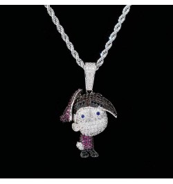 Moca Jewelry Iced Out Cartoon Pendant Necklace 18K Gold Plated Bling CZ Simulated Diamond Hip Hop Rapper Chain Necklace for M...