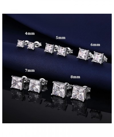 18K White Gold Plated Stud Earrings 925 Sterling Silver Stud Earrings for Women/Men, Stud Earring with 5A+ Cubic Zirconia Hyp...