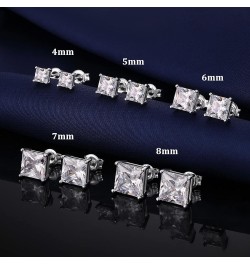 18K White Gold Plated Stud Earrings 925 Sterling Silver Stud Earrings for Women/Men, Stud Earring with 5A+ Cubic Zirconia Hyp...