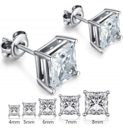 18K White Gold Plated Stud Earrings 925 Sterling Silver Stud Earrings for Women/Men, Stud Earring with 5A+ Cubic Zirconia Hyp...