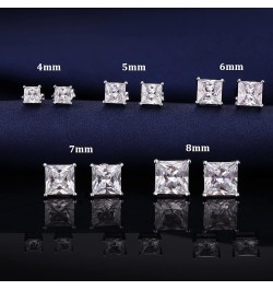 18K White Gold Plated Stud Earrings 925 Sterling Silver Stud Earrings for Women/Men, Stud Earring with 5A+ Cubic Zirconia Hyp...