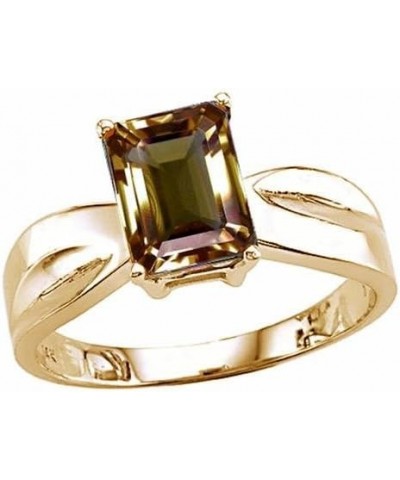 Solid 14k White Gold Contemporary Modern Emerald Cut Octagon Solitaire Engagement Promise Ring Smoky Quartz $192.59 Rings