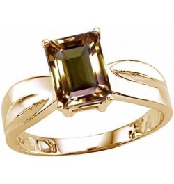 Solid 14k White Gold Contemporary Modern Emerald Cut Octagon Solitaire Engagement Promise Ring Smoky Quartz $192.59 Rings