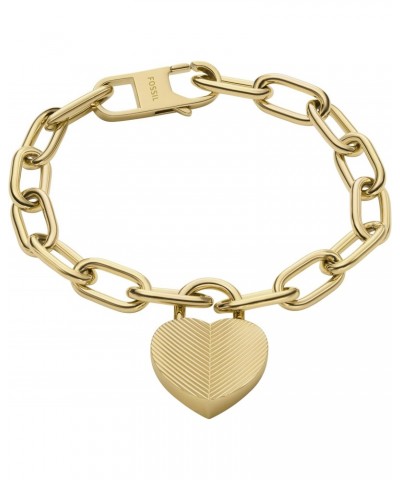 Women's Harlow Linear Texture Heart Gold-Tone Stainless Steel Station Bracelet, Color: Gold (Model: JF04658710) $47.00 Bracelets