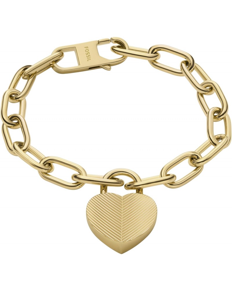 Women's Harlow Linear Texture Heart Gold-Tone Stainless Steel Station Bracelet, Color: Gold (Model: JF04658710) $47.00 Bracelets