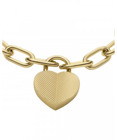 Women's Harlow Linear Texture Heart Gold-Tone Stainless Steel Station Bracelet, Color: Gold (Model: JF04658710) $47.00 Bracelets