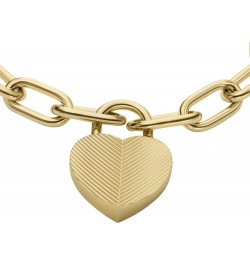 Women's Harlow Linear Texture Heart Gold-Tone Stainless Steel Station Bracelet, Color: Gold (Model: JF04658710) $47.00 Bracelets