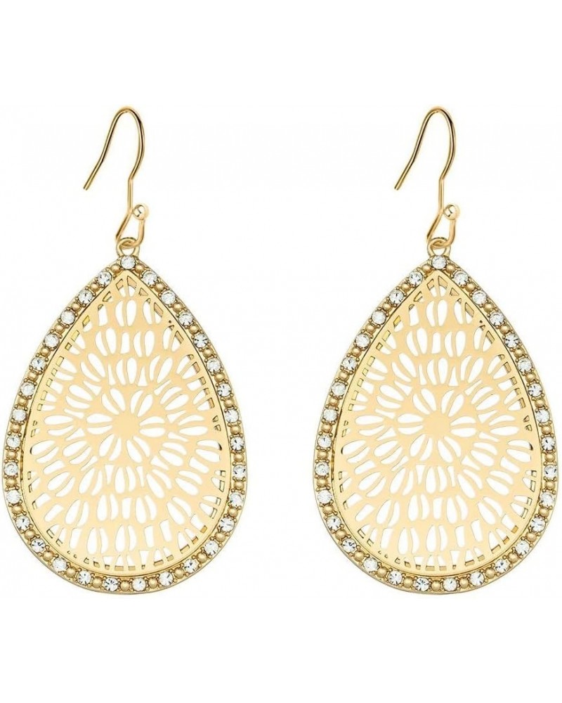 Capwell + Co Stone Sparkle Teardrop Filigree Statement Drop Dangle Fashion Earrings Gifts for Women and Young Girls Gold $11....