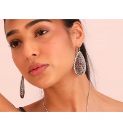 Capwell + Co Stone Sparkle Teardrop Filigree Statement Drop Dangle Fashion Earrings Gifts for Women and Young Girls Gold $11....