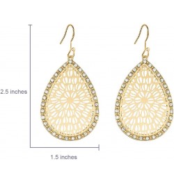 Capwell + Co Stone Sparkle Teardrop Filigree Statement Drop Dangle Fashion Earrings Gifts for Women and Young Girls Gold $11....