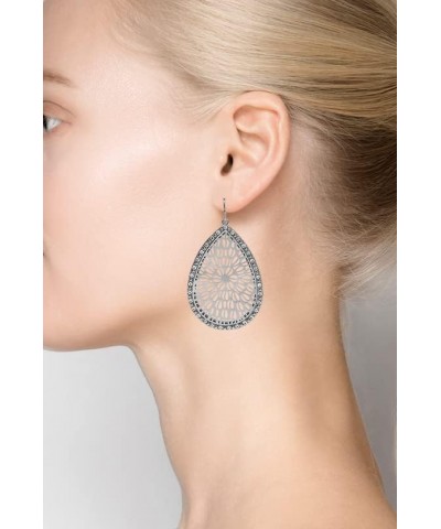 Capwell + Co Stone Sparkle Teardrop Filigree Statement Drop Dangle Fashion Earrings Gifts for Women and Young Girls Gold $11....