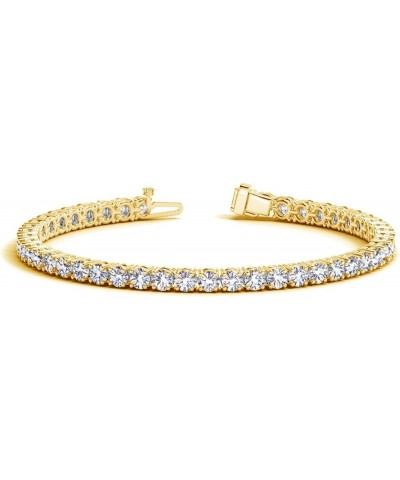 1-20 Carat LAB GROWN Classic Diamond Tennis Bracelet 4 Prong Ultra Premium Collection (E-F Color, VS2-SI1 Clarity) Yellow Gol...