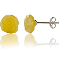 Amber Rose Stud Earrings - Certified Handmade Natural 925 Sterling Silver Hypoallergenic In Gift Box - Royal Yellow $15.09 Ea...